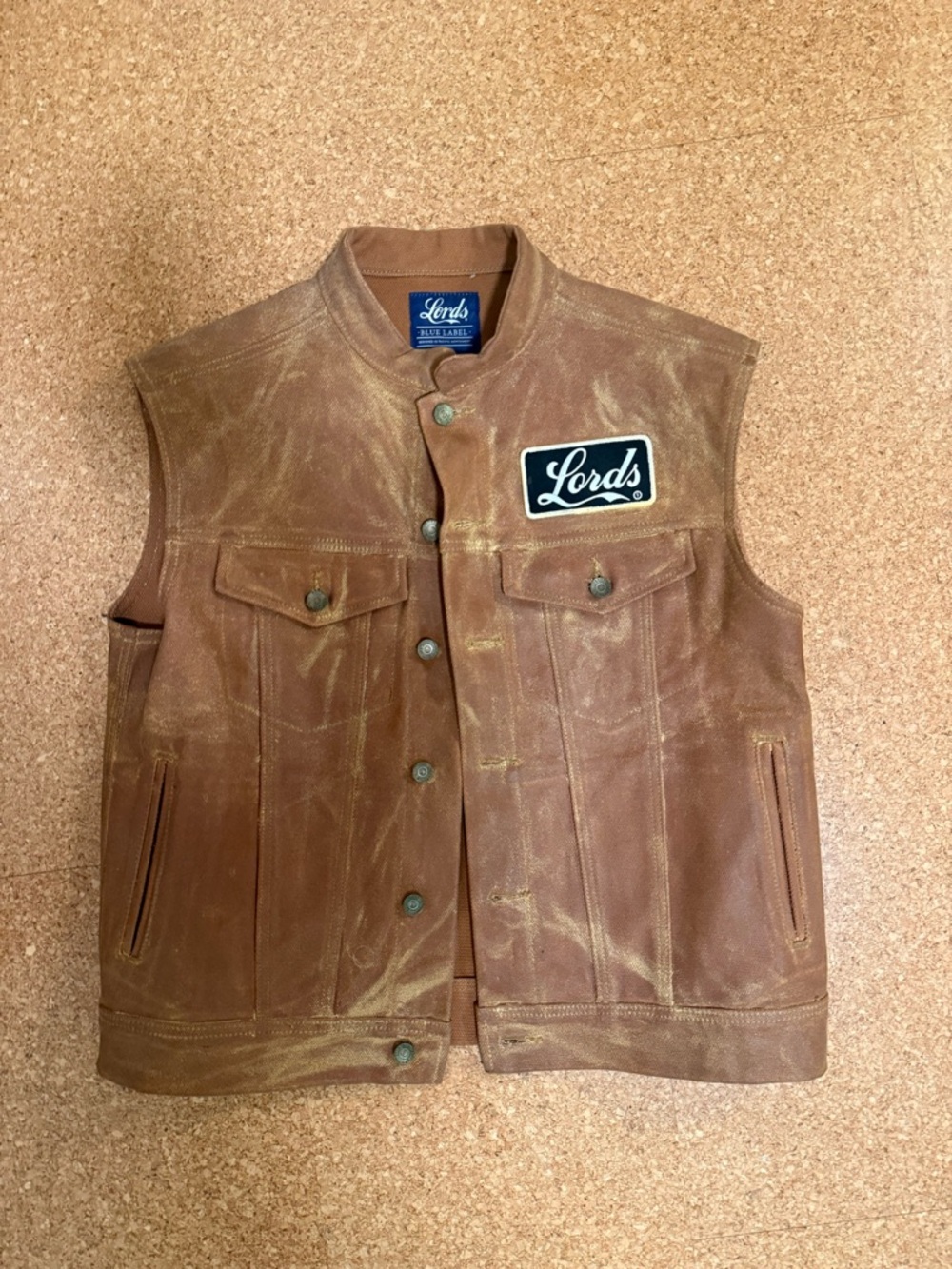 Brown hand waxed biker Vest